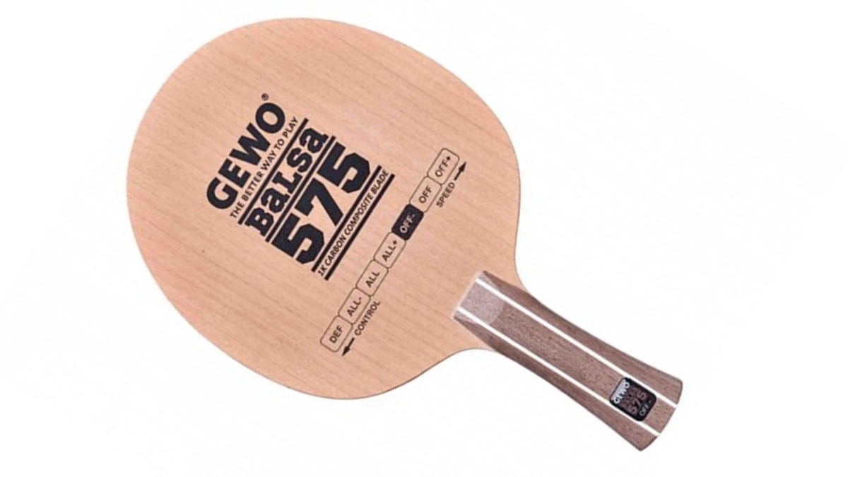 GEWO Legno Balsa Carbon 575 – Racchetta Da Tennis Tavolo Offensiva, Strato Balsa 5,75mm + Carbonio 1K, Velocità 94, Controllo 90, Peso 75g