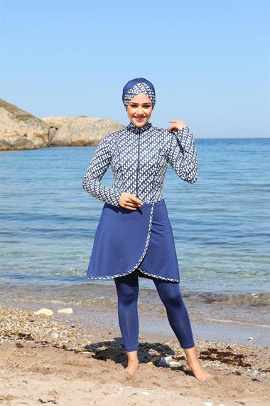 Damla Desen Pareo Model Taytlı Kapalı Tesettür Mayo 3350