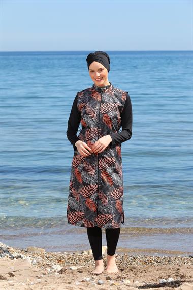 Dijital Baskılı Uzun Jile Model Kapalı Tesettür Mayo 3476