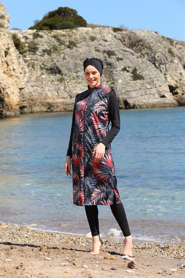 Dijital Baskılı Uzun Jile Model Kapalı Tesettür Mayo 3472