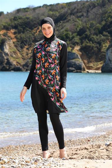 Garnili Jile Model Taytlı Tam Kapalı Tesettür Mayo 3440