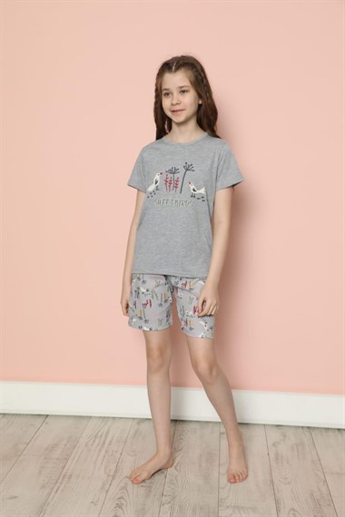 SEBOTEKS Pamuklu Kız Çocuk Şortlu Pijama Takımı 20584