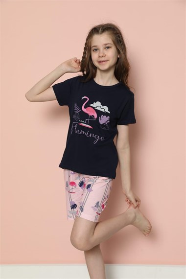 SEBOTEKS Pamuklu Kız Çocuk Şortlu Pijama Takımı 20586