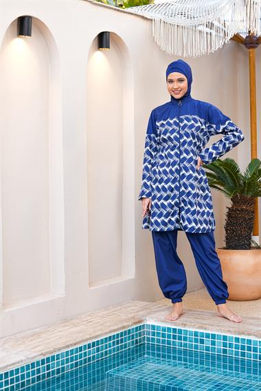 Paraşüt Kumaş Boydan Fermuarlı Tam Kapalı Tesettür Mayo 3830