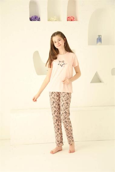 SEBOTEKS Yıldız Desenli Kız Çocuk Pijama Takımı 20364