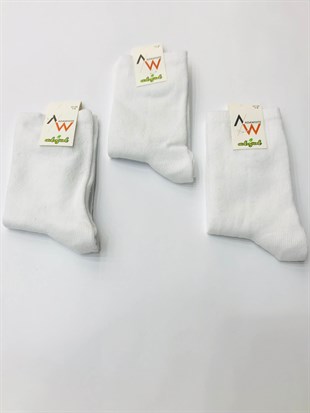 Ada Çocuk Sade Beyaz Renk Model Pamuklu Soket Çorap 3 Adet