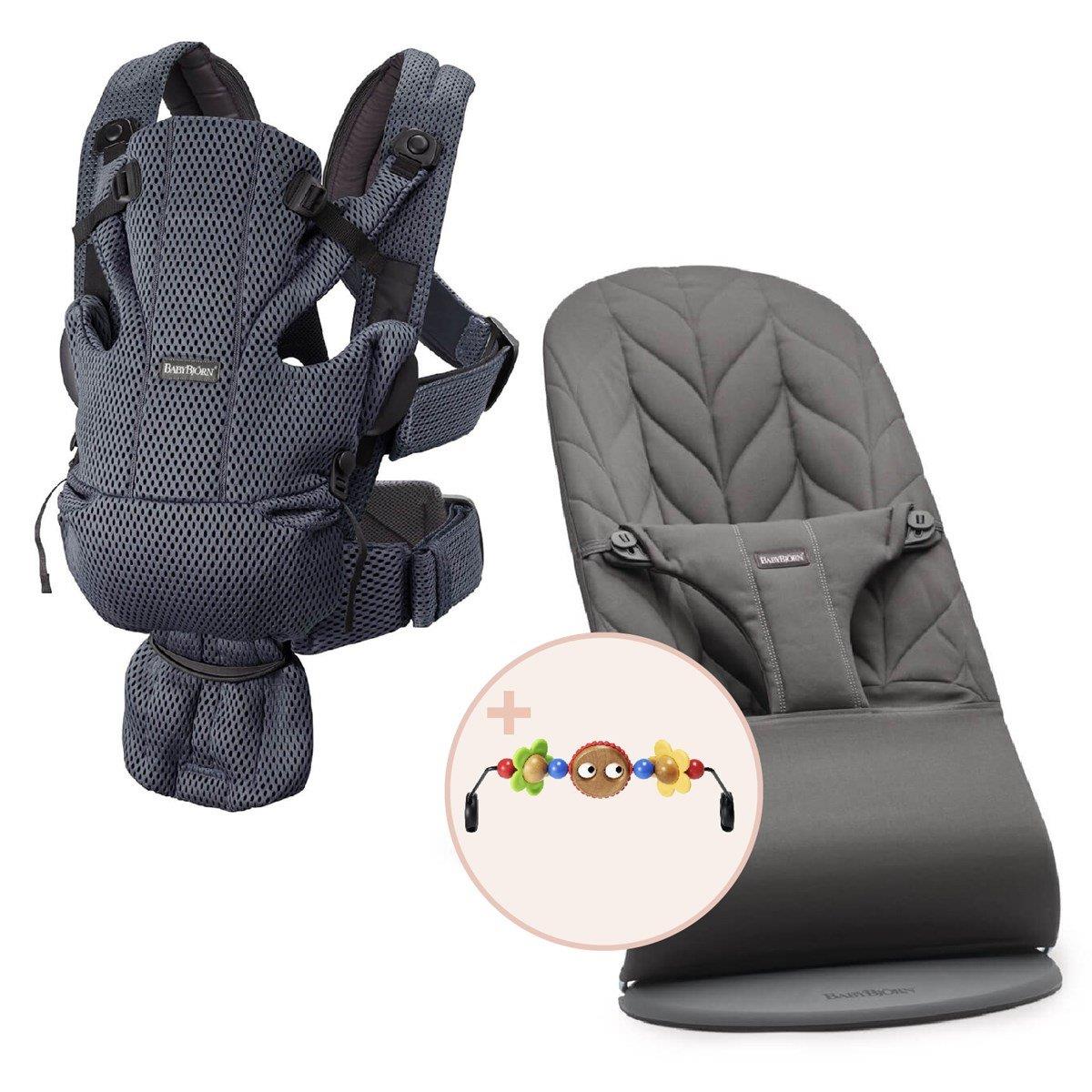BabyBjörn 2'li Set Oyuncaklı Bliss Ana Kucağı Petal Woven & Kanguru Move Mesh Anthracite