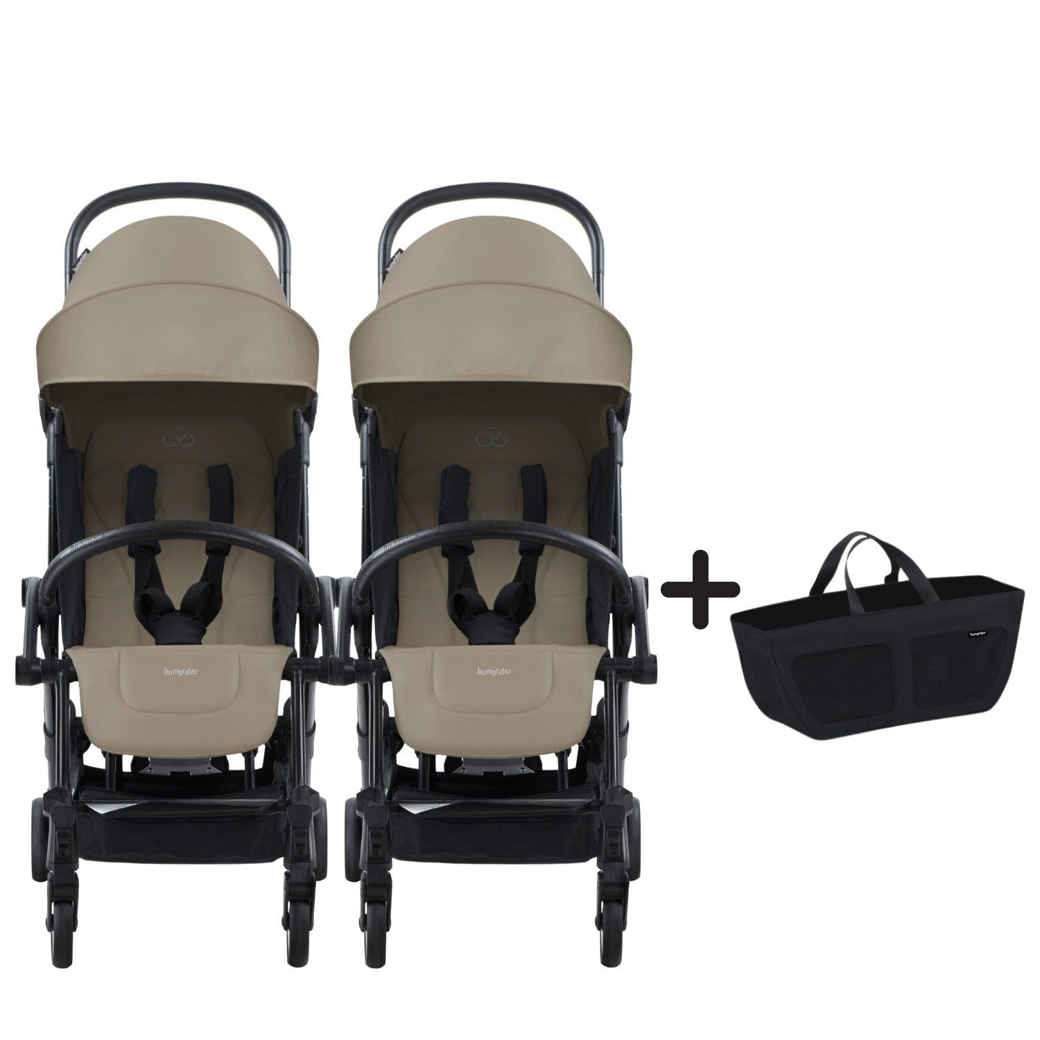 Bumprider Connect³ İkiz Bebek Arabası Black - Sand & Yan Düzenleyici Çanta Hediyeli