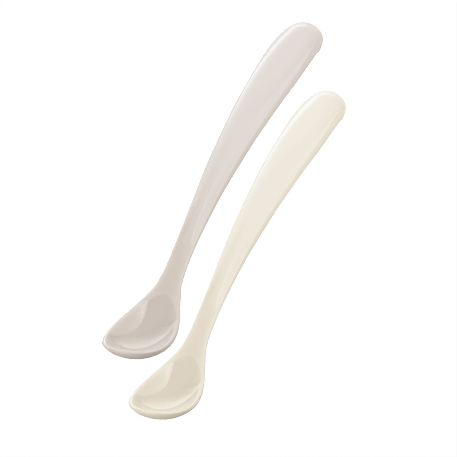 Mamajoo Ergonomik Beslenme Kaşık Seti Light Beige & Light Gray 6 Ay+ İkili - Saklama Kabı Hediyeli