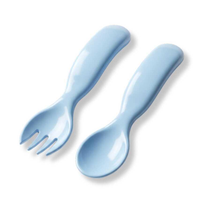 Mamajoo Ergonomik Beslenme Kaşık & Çatal Seti Mavi, 6 Ay+ İkili
