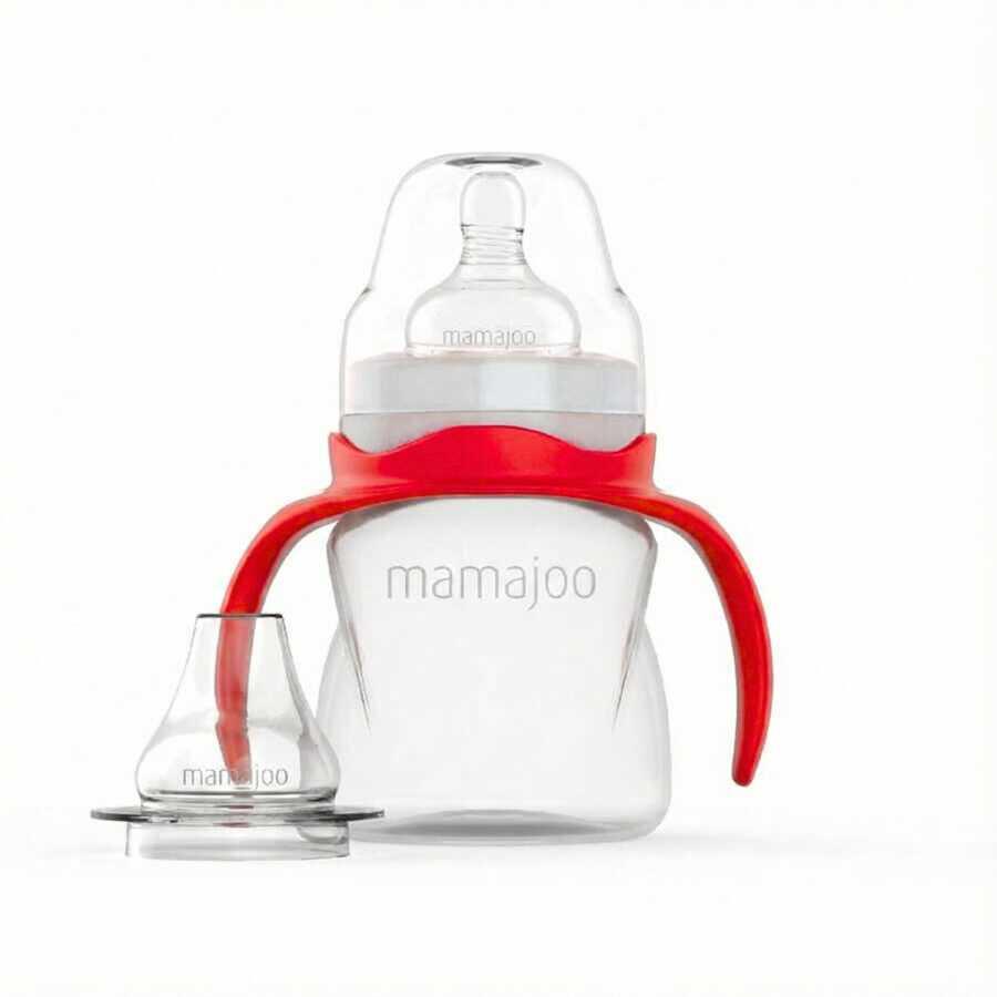 Mamajoo Kulplu Antikolik Alıştırma Biberonu 160 ml 6 Ay+ | Orta Akışlı, 2-in-1