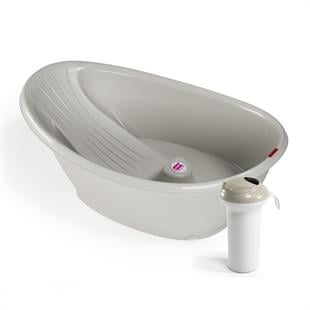 OKBaby Bebek Banyo Seti Bella Bebek Banyo Seti Dijital Termometreli Çift Yönlü Bebek Küveti & Splash Bebek Duşu A. Gri