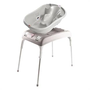 OKBaby Bebek Banyo Seti Onda Dijital Termometreli Çift Yönlü Bebek Küveti A. Gri & Bebek Küvet Taşıyıcı