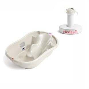 OKBaby Onda Dijital Termometreli Çift Yönlü Bebek Küveti K. Beyaz & Splash Bebek Duşu Hediyeli