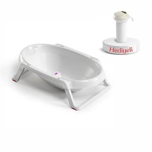OKBaby Onda Slim Katlanır Bebek Küveti K.Beyaz & Splash Bebek Duşu Hediyeli