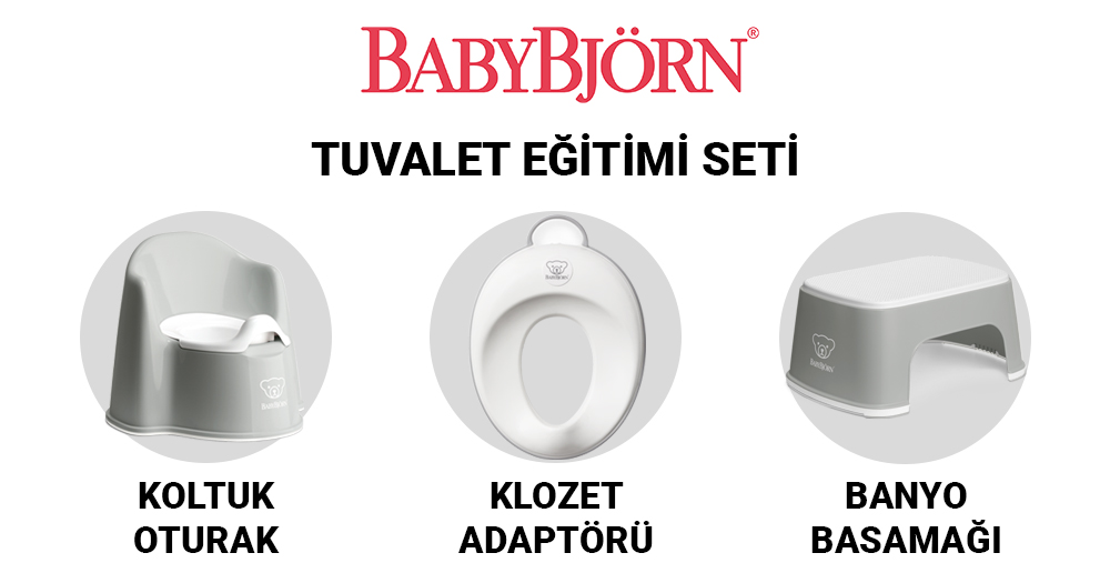 BabyBjörn Koltuk Oturak & Klozet Adaptörü & Banyo Basamağı Tuvalet Eğitimi  Seti / Grey Fiyatı BB552259B