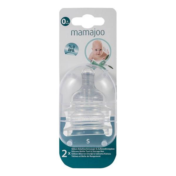 Mamajoo %0 BPA Silikon Biberon Emziği İkili S No.1 0 ay+