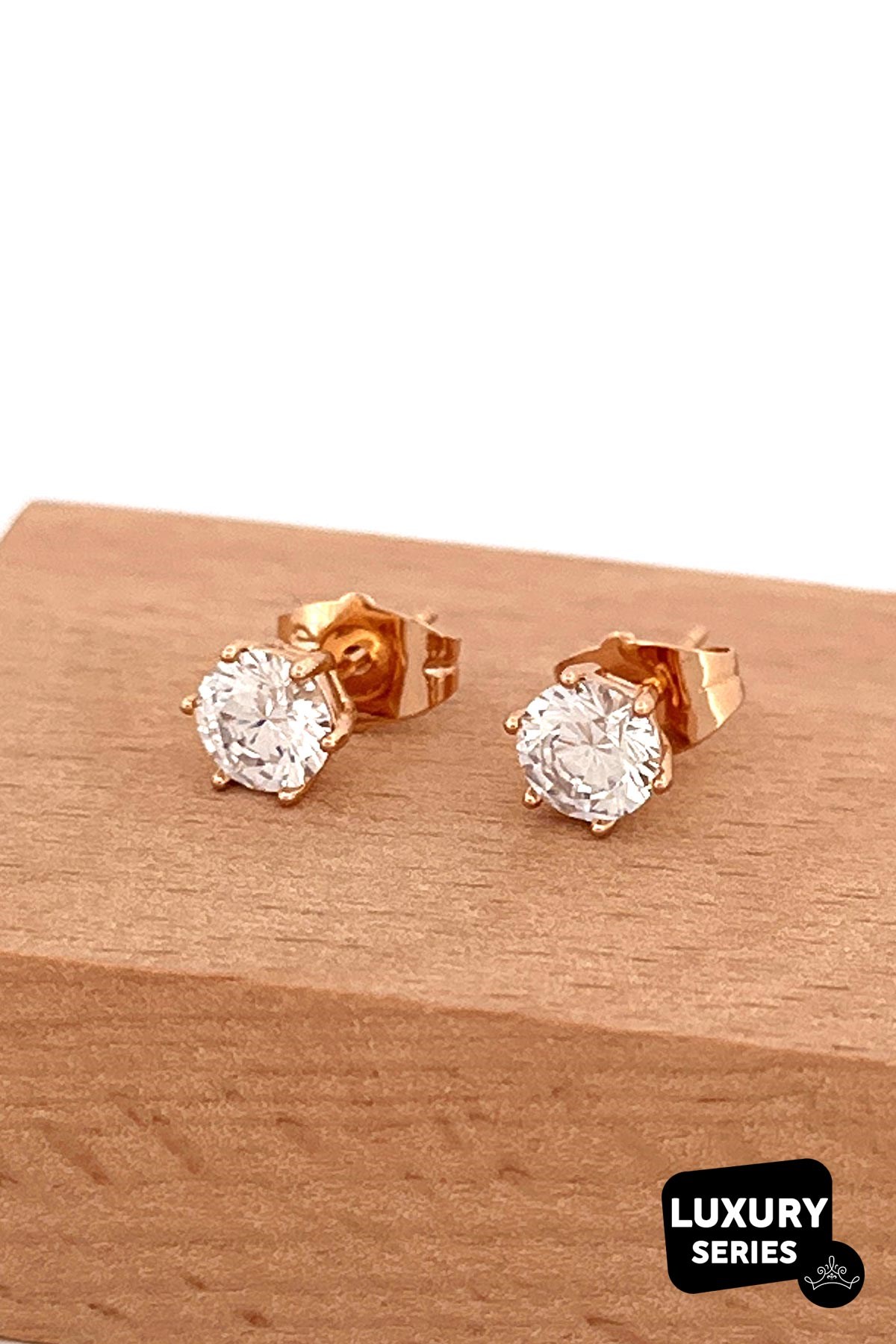 Luxury Gold Crystal Large Solitaire Earrings AKE5235