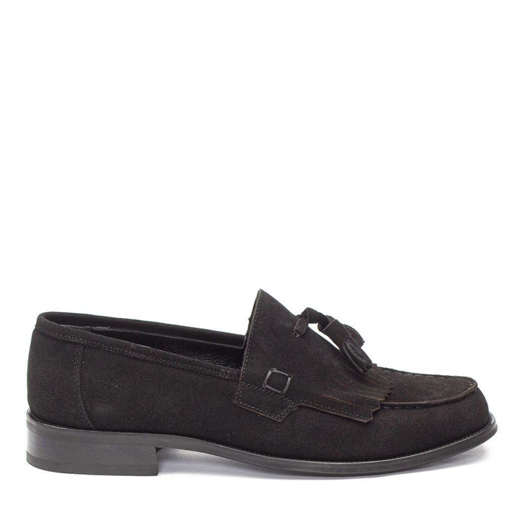 Erkek Siyah Püsküllü Süet Deri Loafer