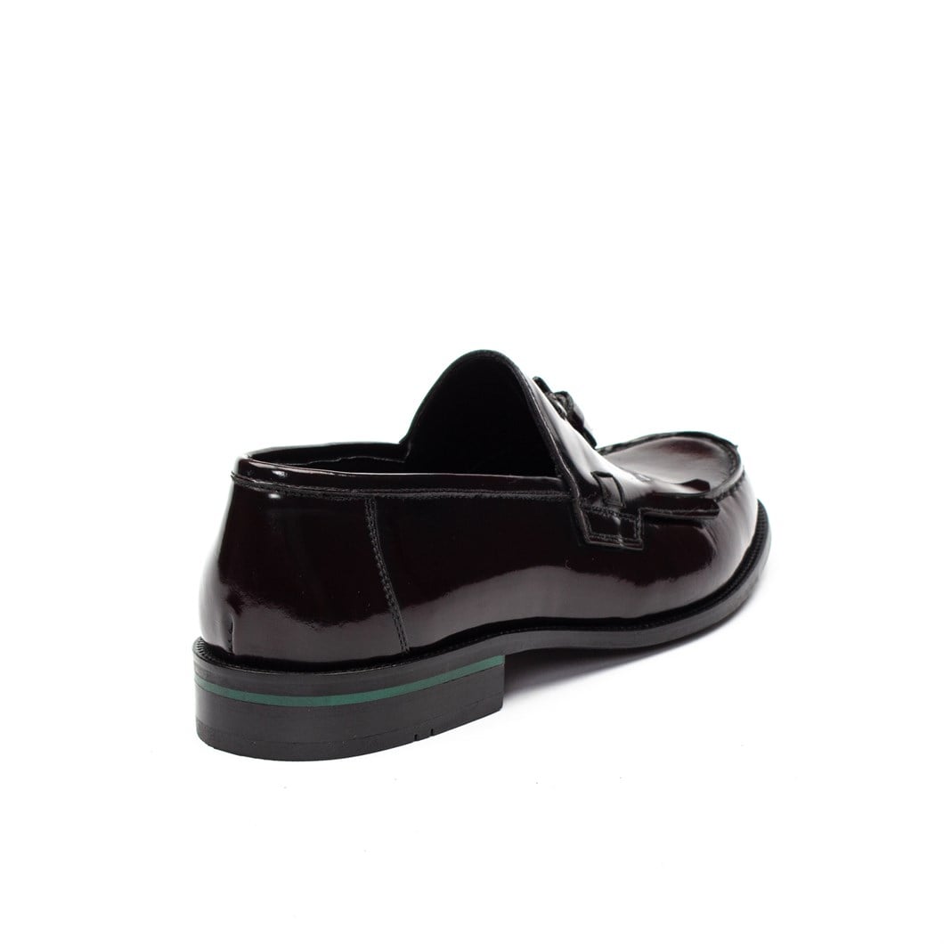 Erkek Bordo Püsküllü Açma Deri Loafer