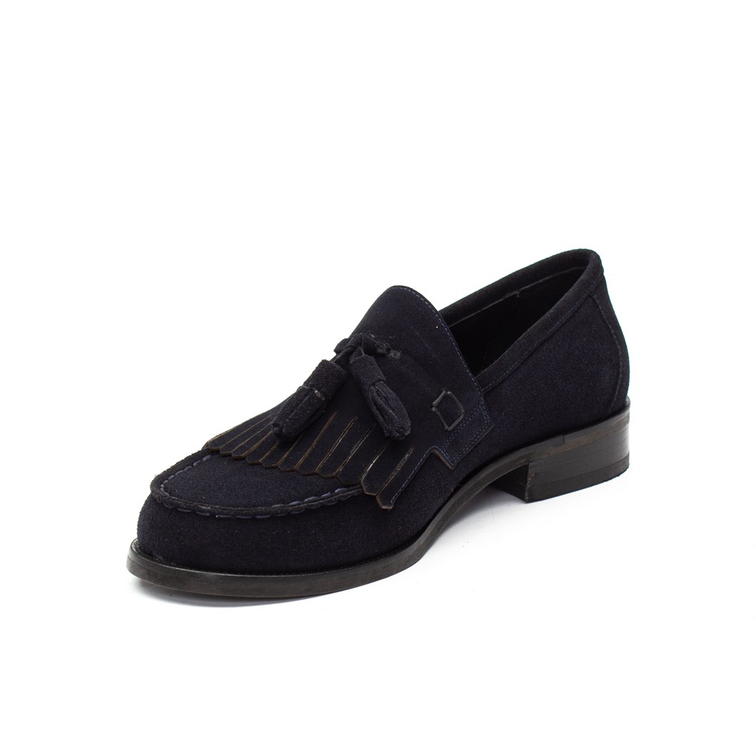 Erkek Lacivert Püsküllü Süet Deri Loafer