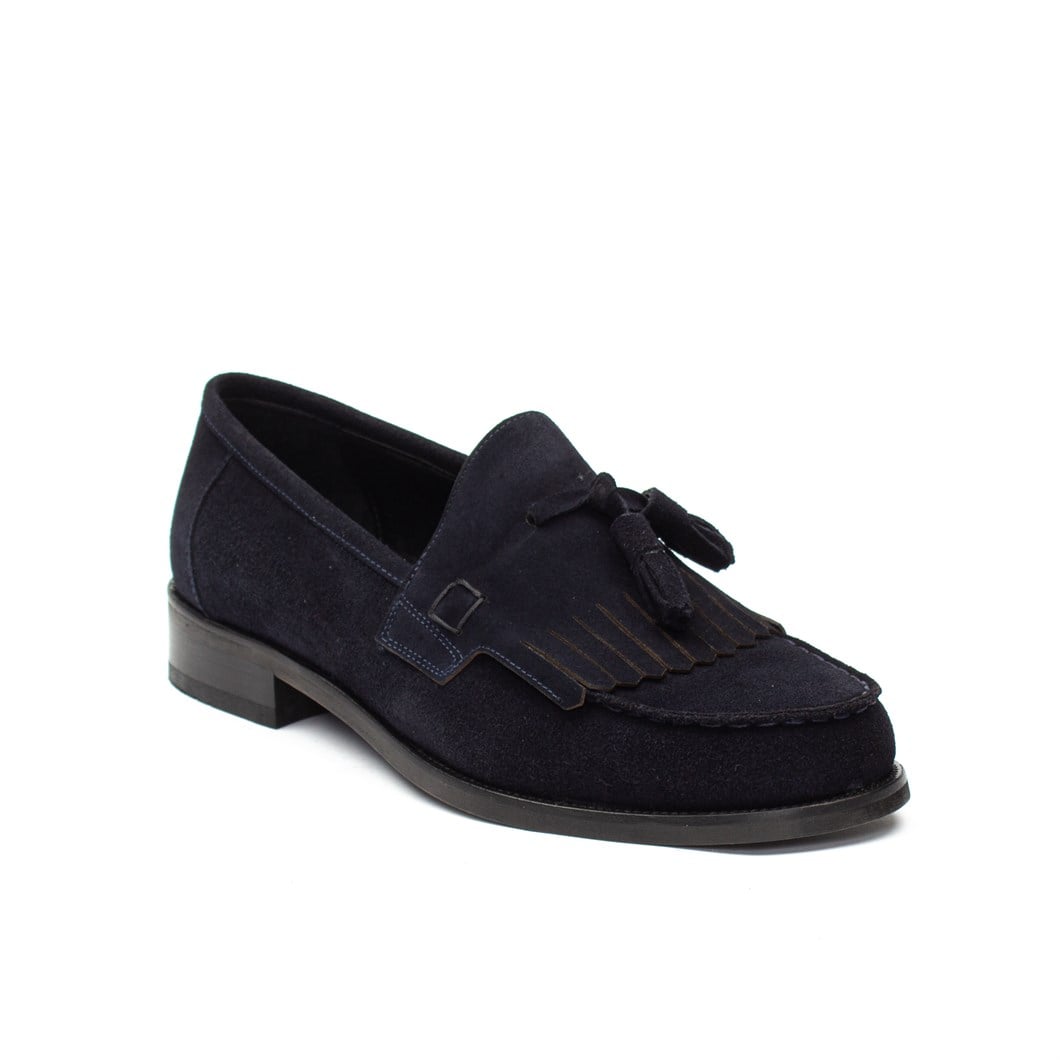 Erkek Lacivert Püsküllü Süet Deri Loafer