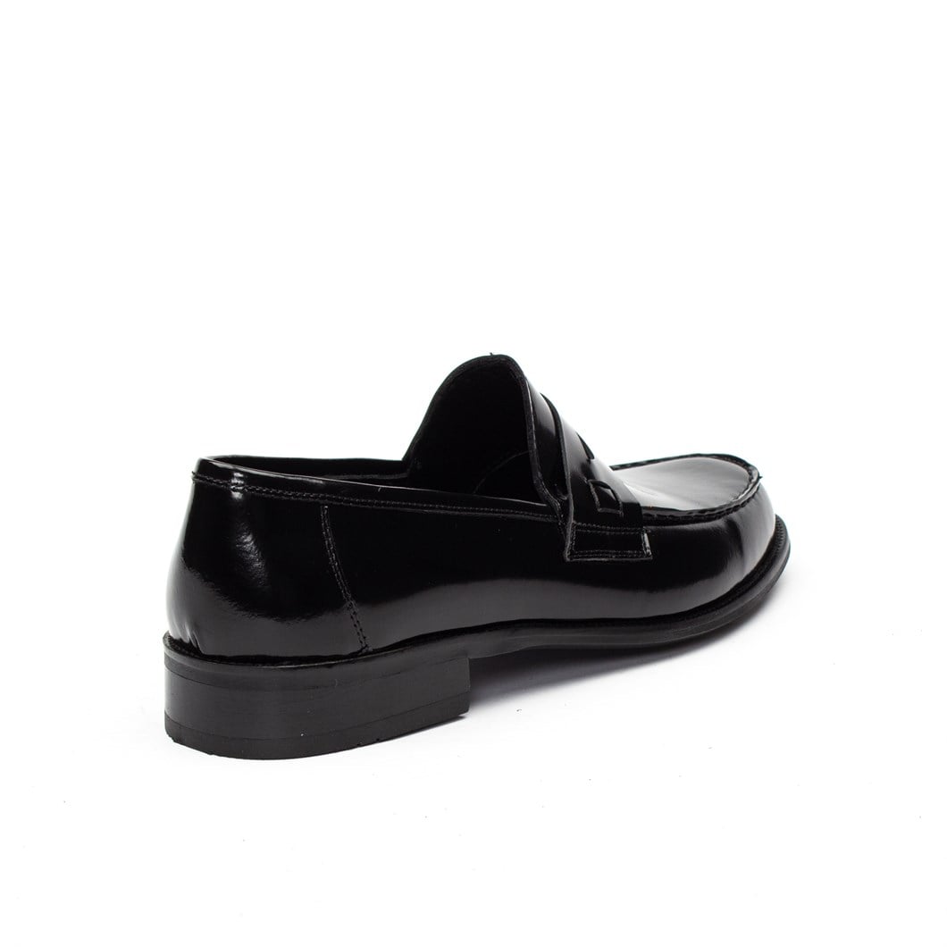 Erkek Siyah Açma Deri Loafer