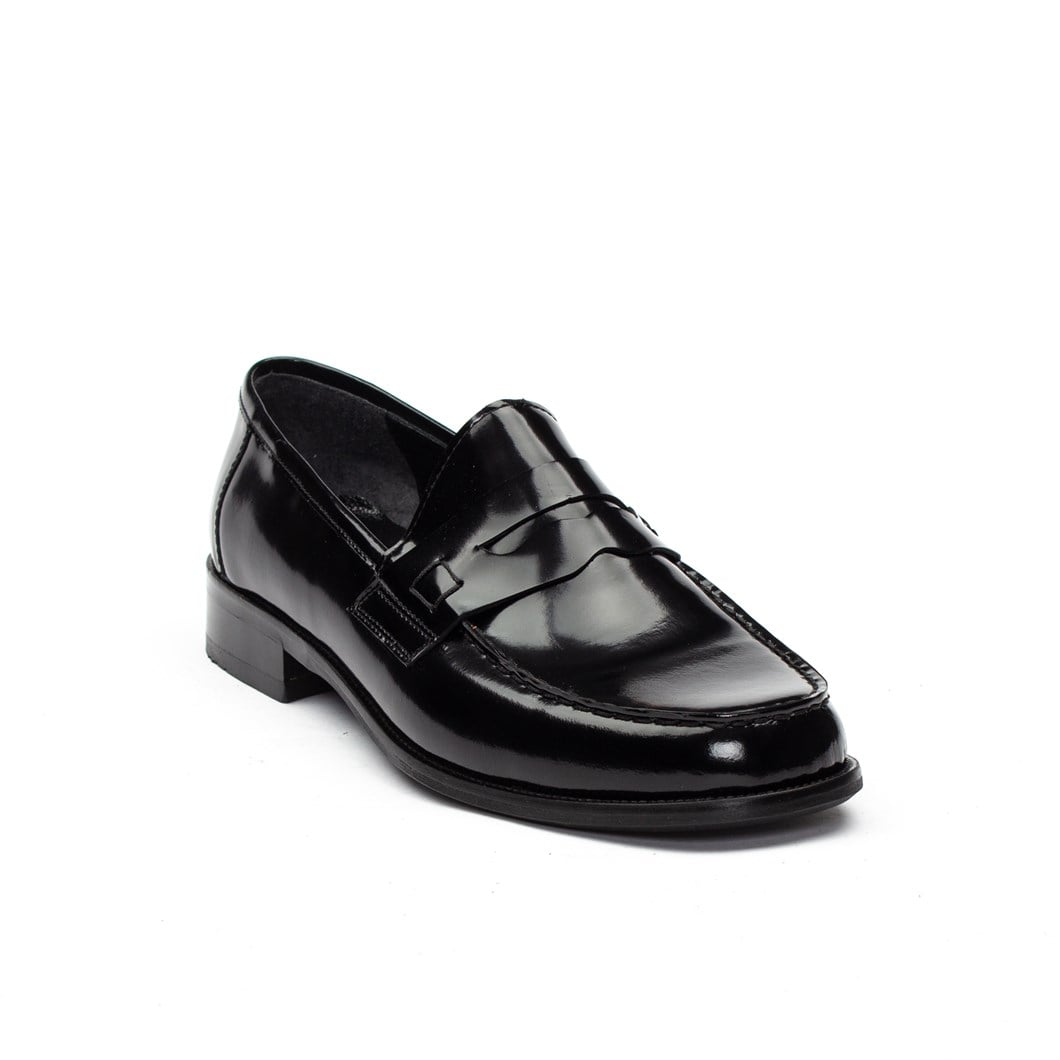 Erkek Siyah Açma Deri Loafer