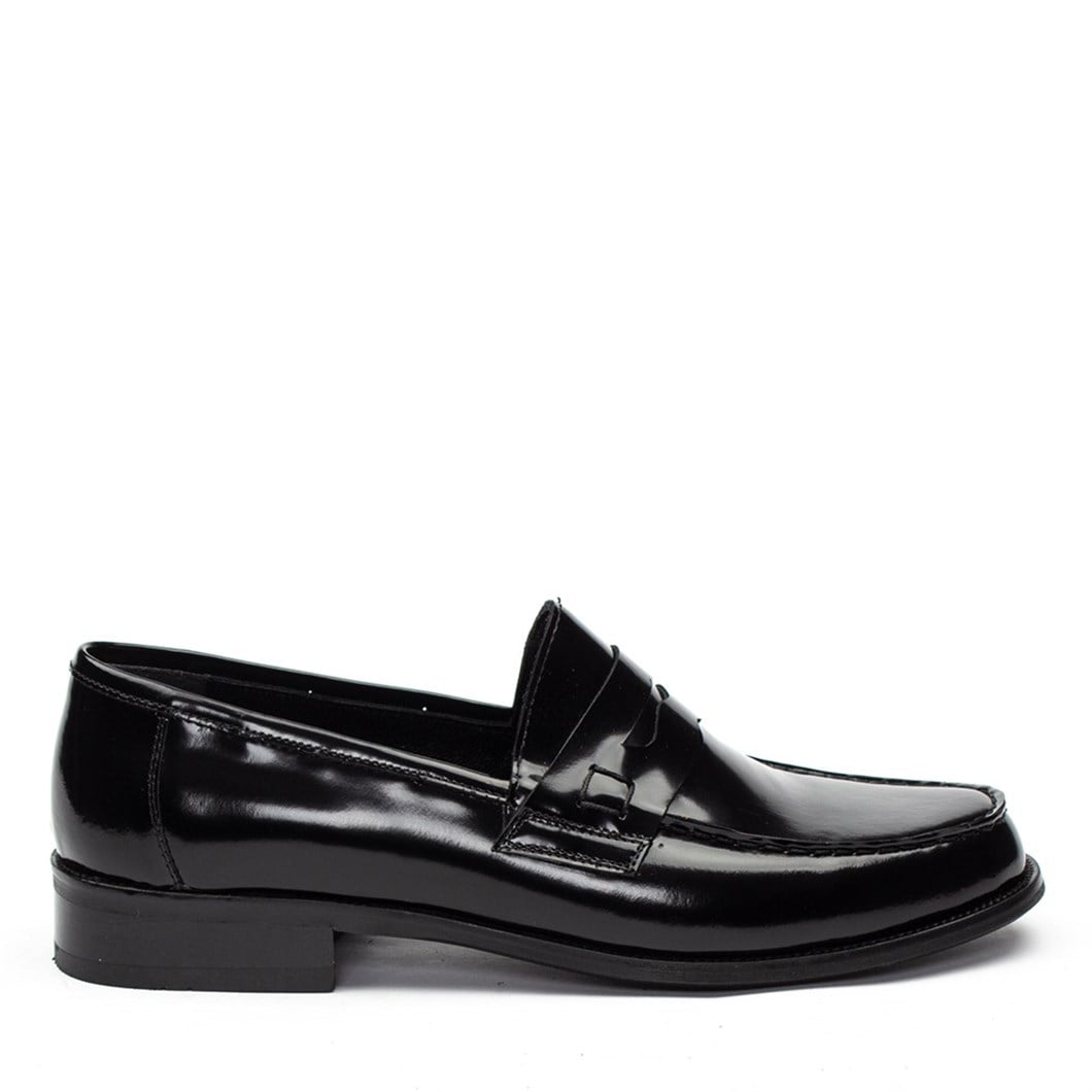 Erkek Siyah Açma Deri Loafer