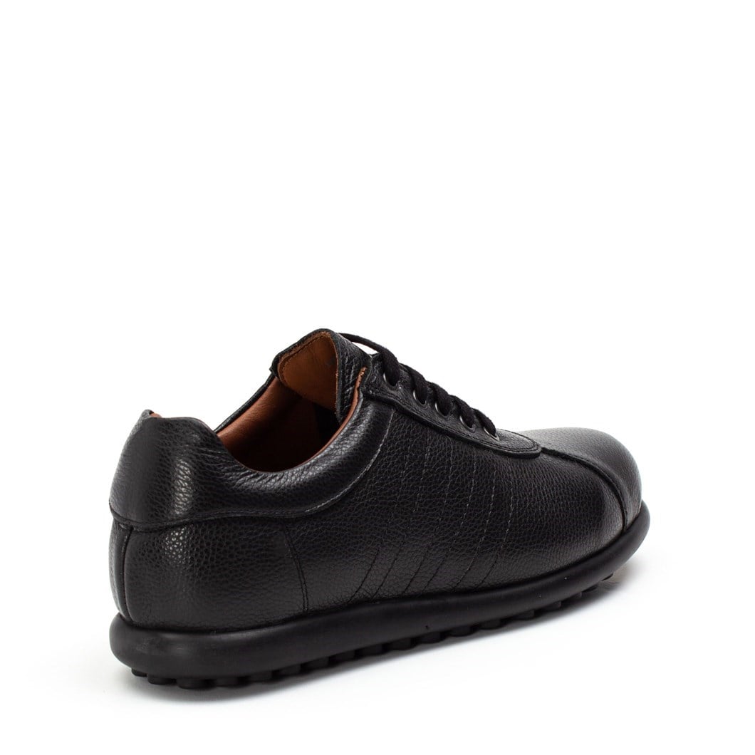 Erkek Siyah Bağcıklı Deri Sneaker