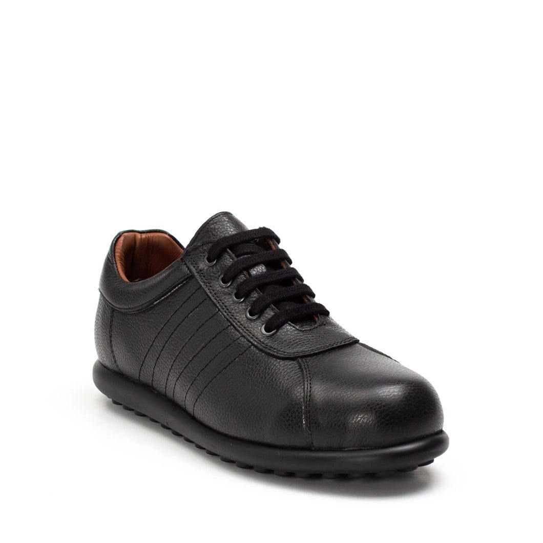 Erkek Siyah Bağcıklı Deri Sneaker