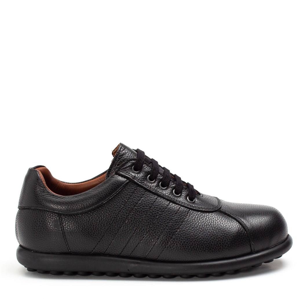 Kadın Siyah Bağcıklı Deri Sneaker