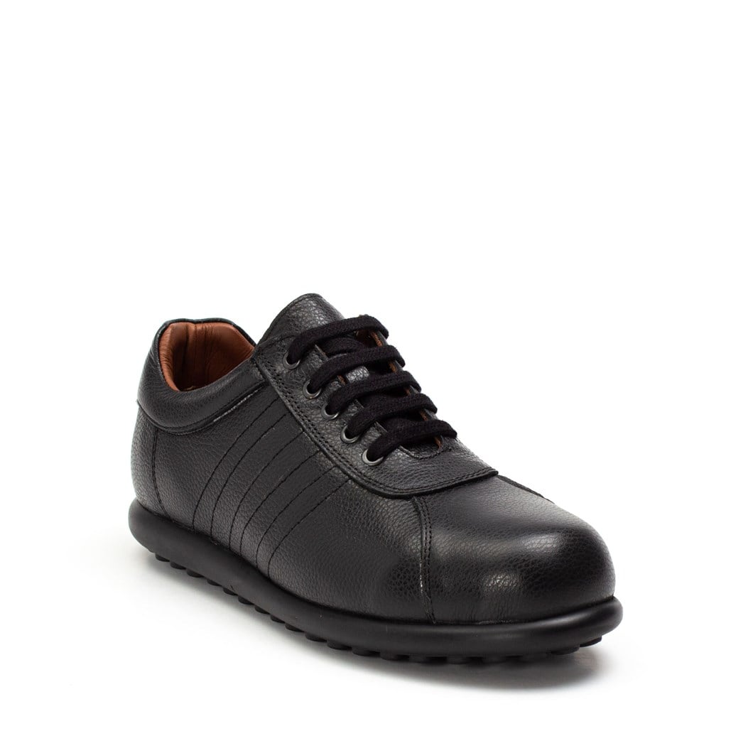 Kadın Siyah Bağcıklı Deri Sneaker