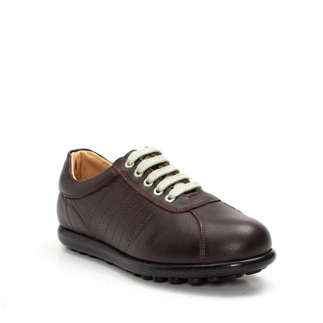 Kadın Kahverengi Bağcıklı Deri Sneaker