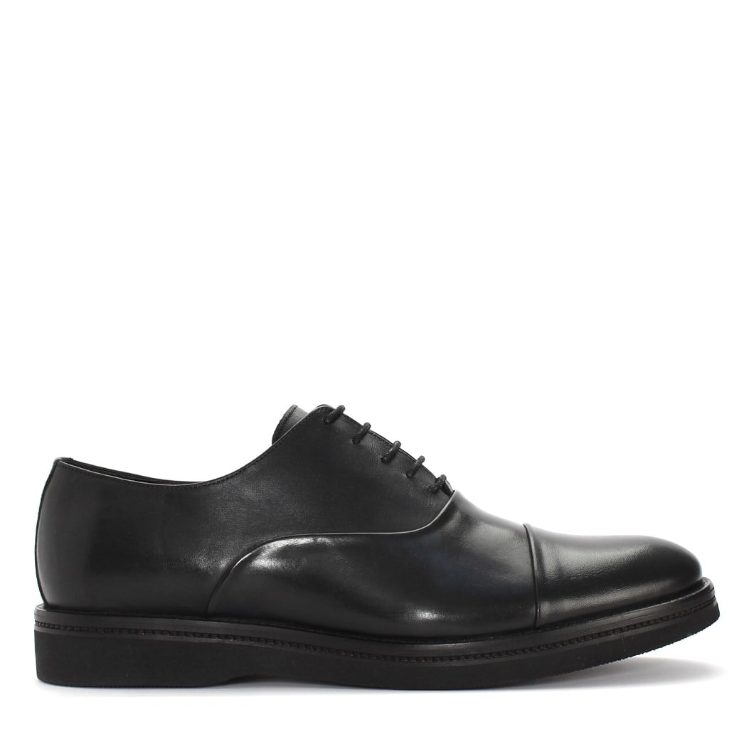 Erkek Siyah Bağcıklı Deri Klasik Ayakkabı