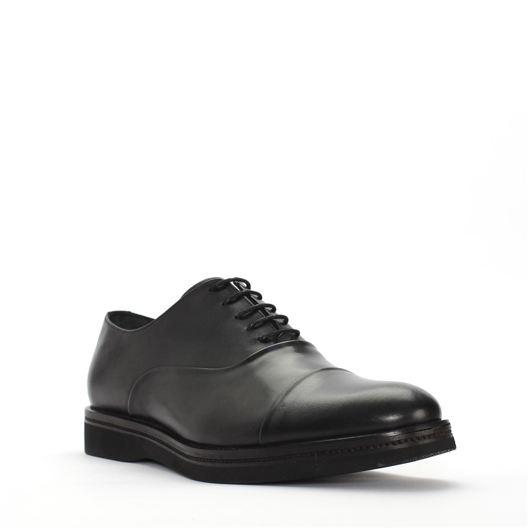 Erkek Siyah Bağcıklı Deri Klasik Ayakkabı