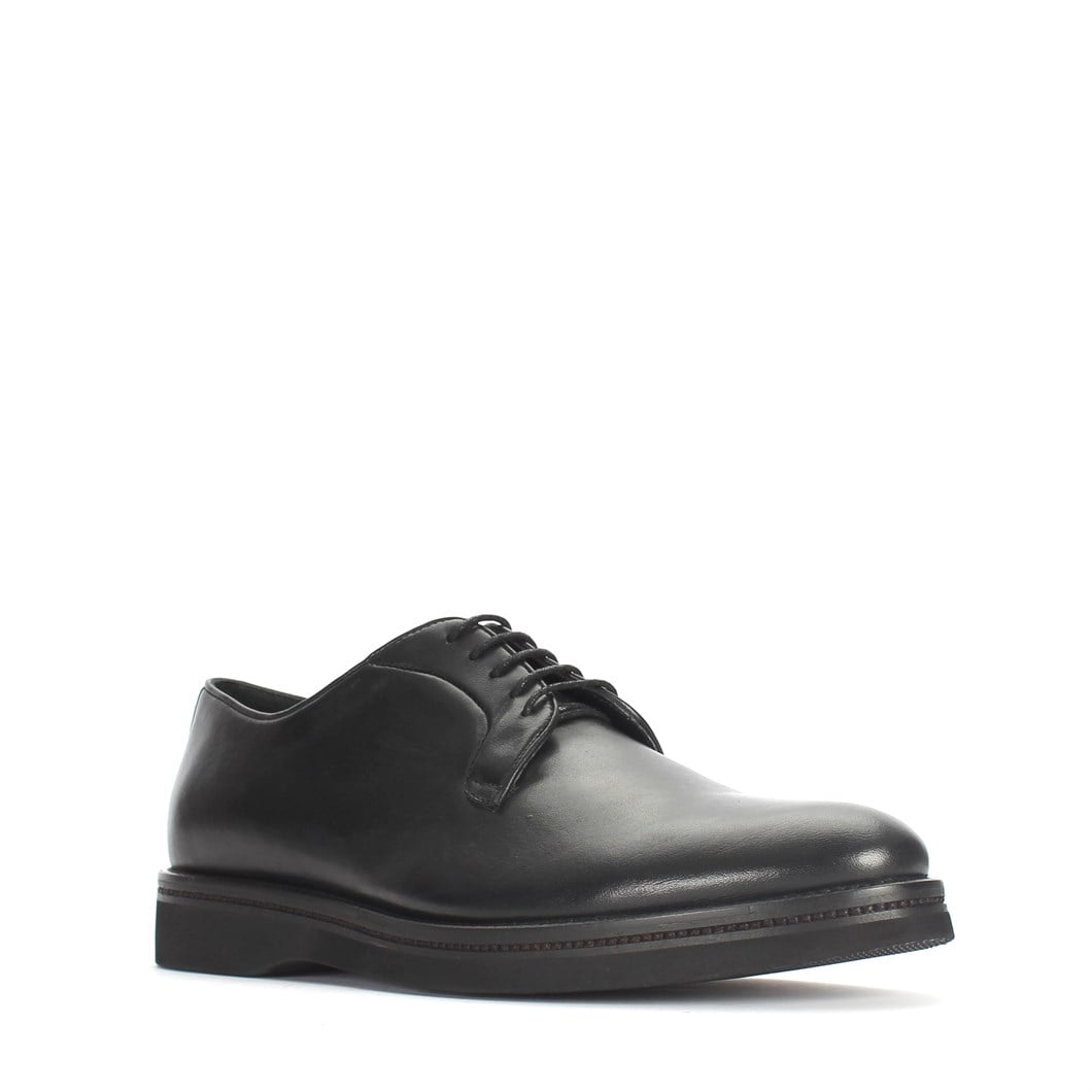 Erkek Siyah Bağcıklı Deri Klasik Ayakkabı