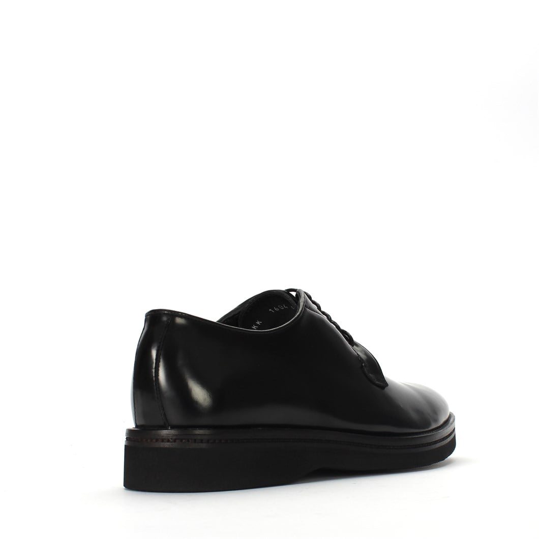 Erkek Siyah Bağcıklı Açma Deri Klasik Ayakkabı