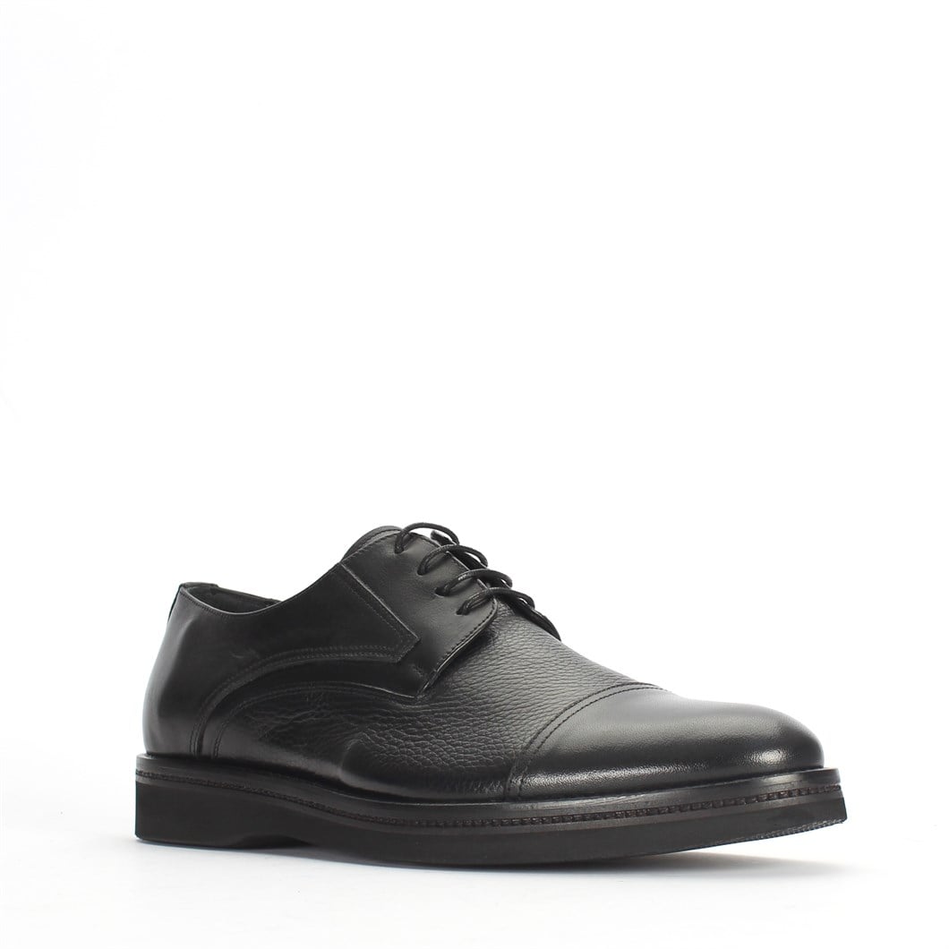 Erkek Siyah Bağcıklı Deri Klasik Ayakkabı
