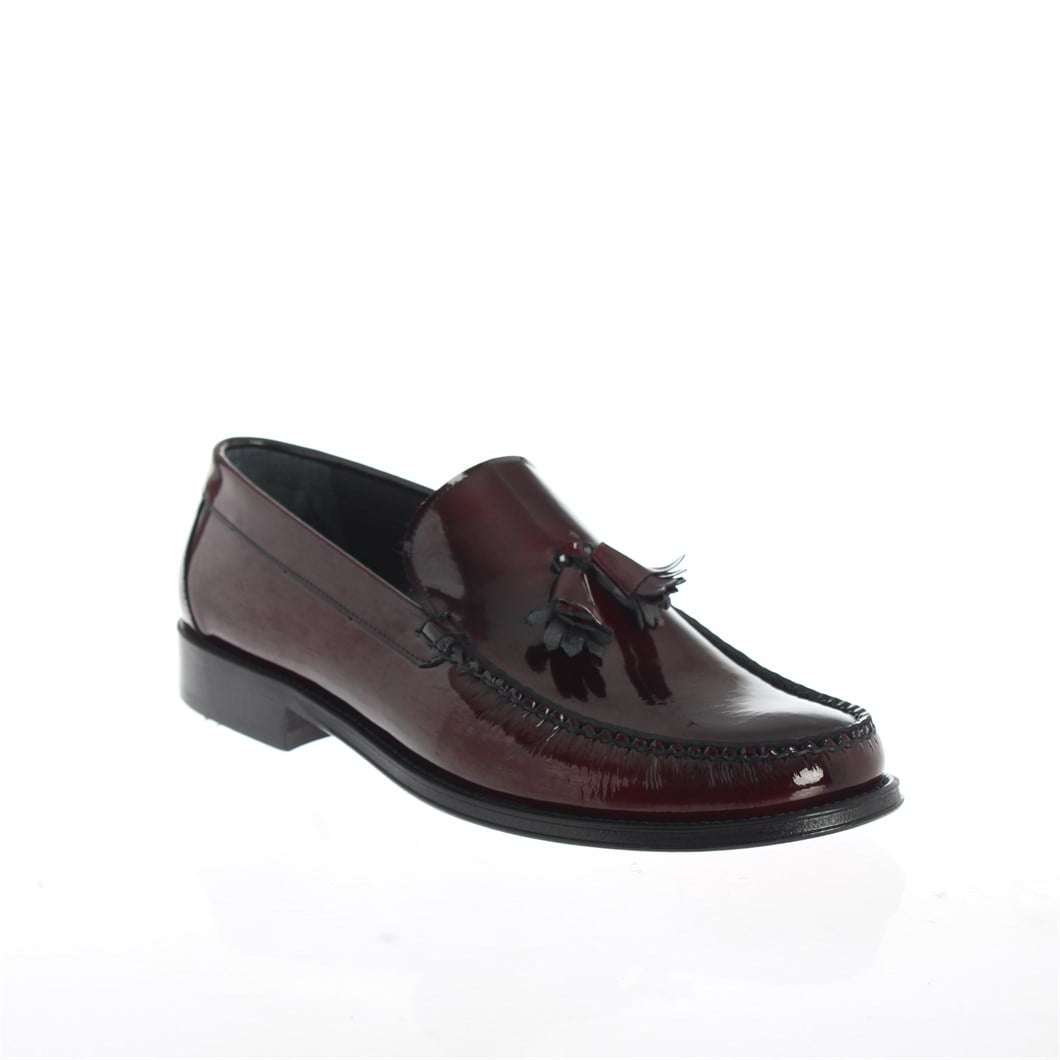 Erkek Bordo Kösele Taban Açma Deri Loafer