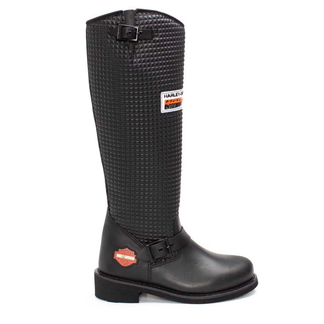 Harley Davidson Kadın Siyah Tokalı Uzun Deri Çizme