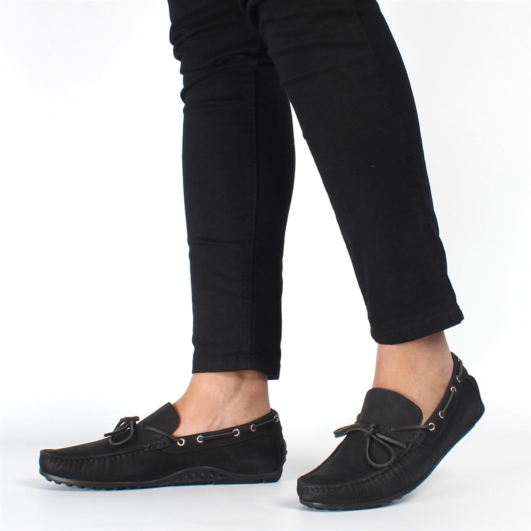 Erkek Siyah Nubuk Deri Loafer