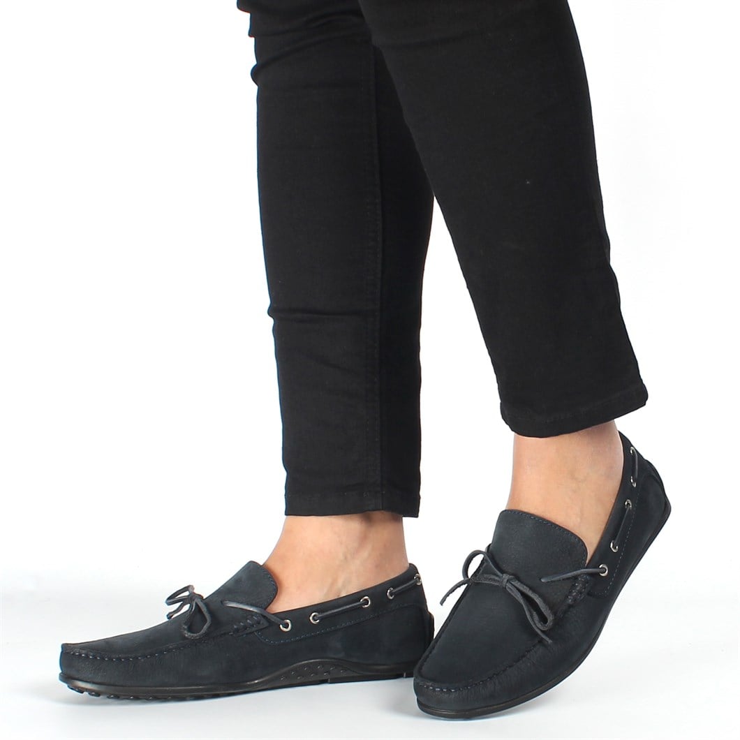 Erkek Lacivert Nubuk Deri Loafer