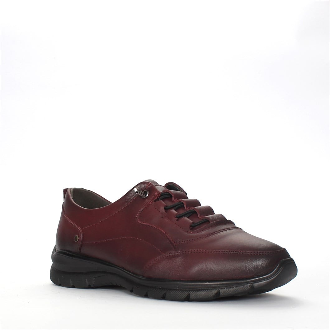 Kadın Bordo Bağcıklı Deri Ayakkabı