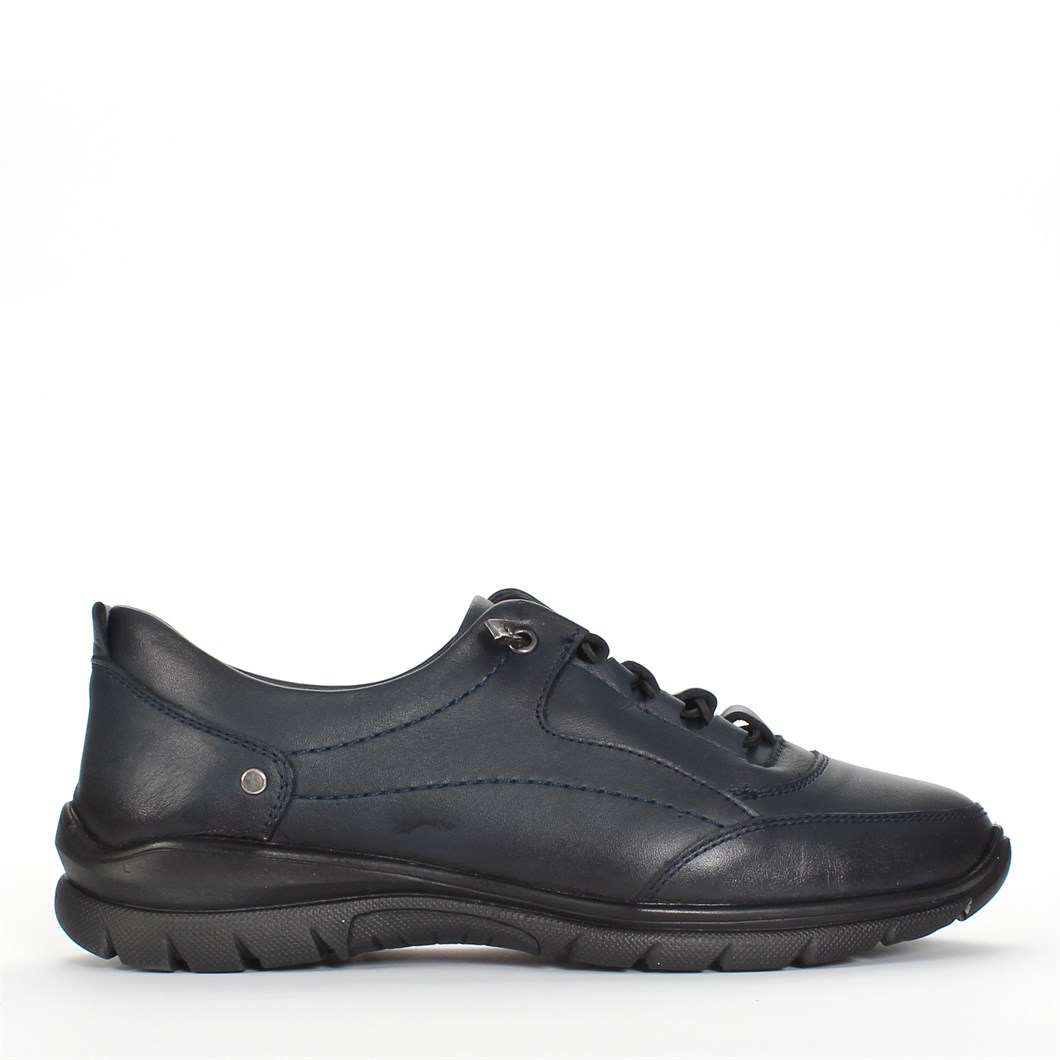 Kadın Lacivert Bağcıklı Deri Ayakkabı