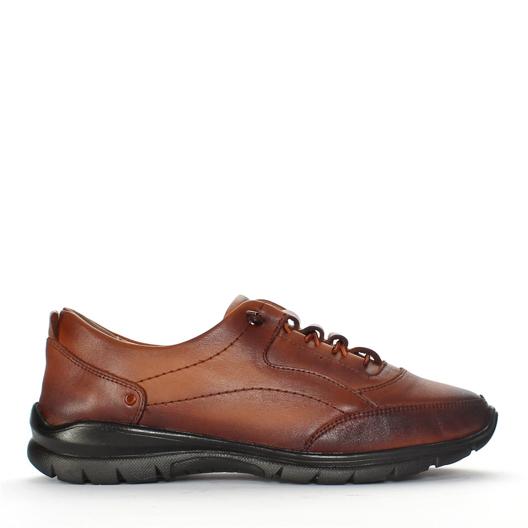 Kadın Taba Bağcıklı Deri Ayakkabı