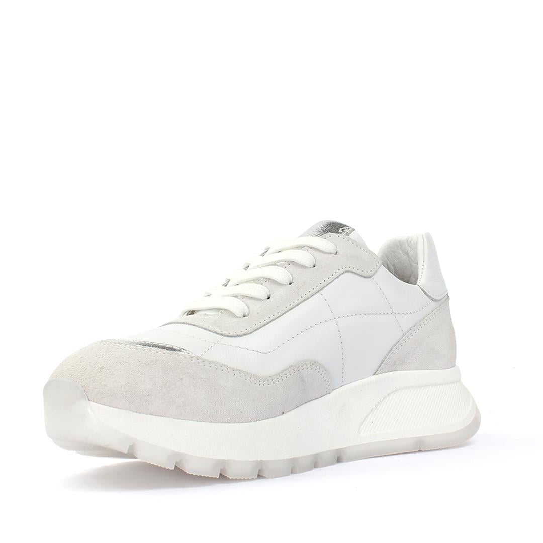 Kadın Beyaz Bağcıklı Kalın Tabanlı Deri Sneaker
