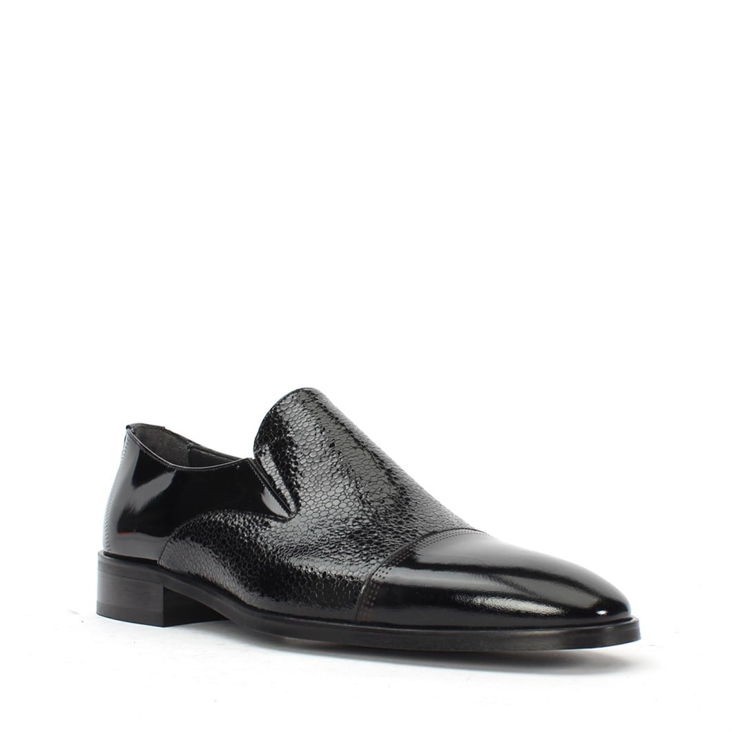 Erkek Siyah Rugan Deri Loafer