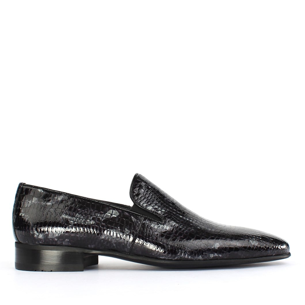 Erkek Siyah Kroko Rugan Deri Loafer