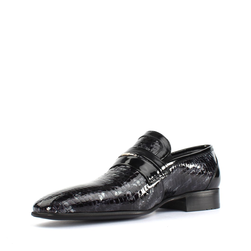 Erkek Siyah Kroko Rugan Deri Loafer